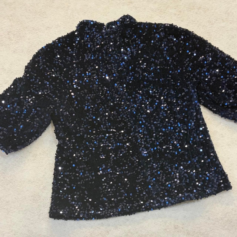 Nanette Lepore Navy Sequin Top - Size M Great Condition